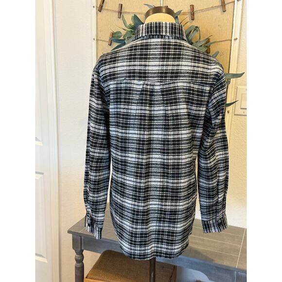 BRANDY MELVILLE black/white Flannel Button Down Shirt - Picture 5 of 9